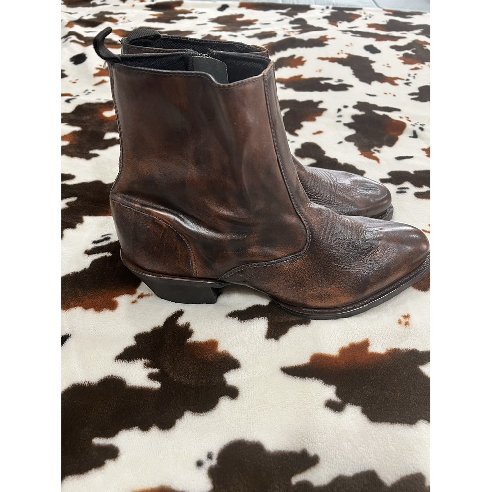Laredo Mens Side Zipper Western Boots Round Toe Brown Leather Upper Size 10.5EW - Picture 4 of 8